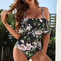 womens sexy floral one piece plus size swimwear closed push up body bathing suit large swimsuits for pool beach swimming suit