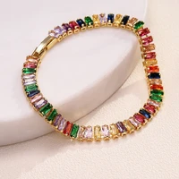 2022 new exquisite multicolor geometry zircon tennis bracelet for women fashion jewelry love bracelets charm bangles party gifts