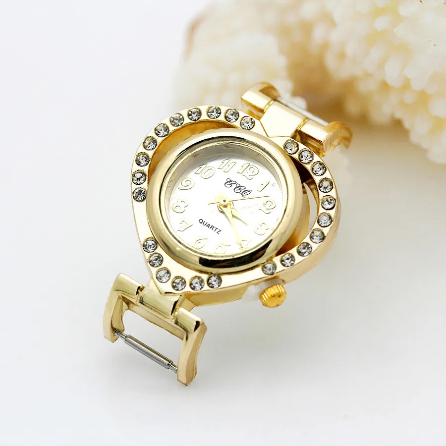 Shsby Diy Personality Gold Rhinestone Watch Header Loving Heart Watch Table Core Watchband Watch Accessories 10mm