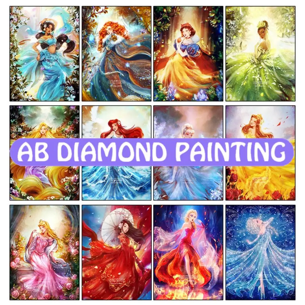 

Полноразмерная/круглая алмазная живопись, серия мультяшных принцесс Disney, мозаика «сделай сам», вышивка, украшение для дома, новый продукт
