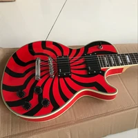 custom shopelectric guitarcustom 6 stings guitarrared with black stripes gitaarmahogany body
