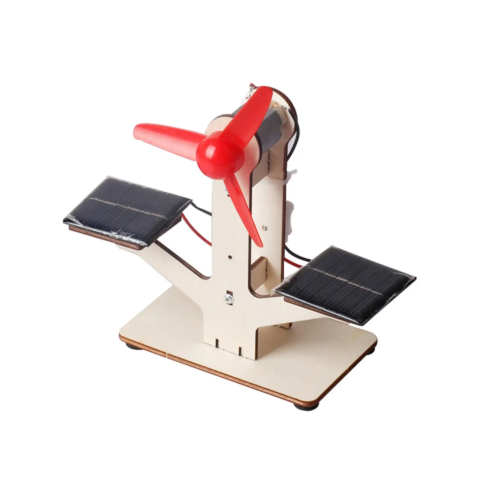 DIY Toy Solar Fan Solar Powered Fans Panel Set Wooden Easy to Assemble toy Science Education Model Set for Desktop Kids