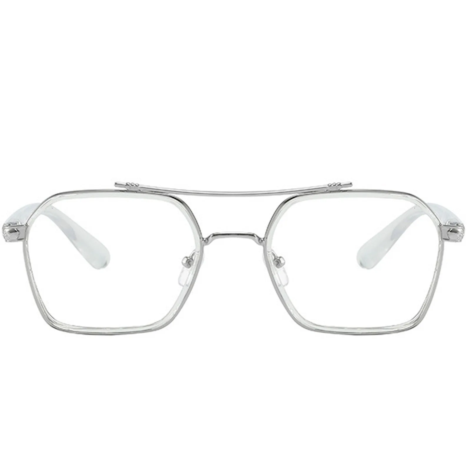 Ретро-очки Larg с двойной перемычкой, прозрачные линзы, голубые ...