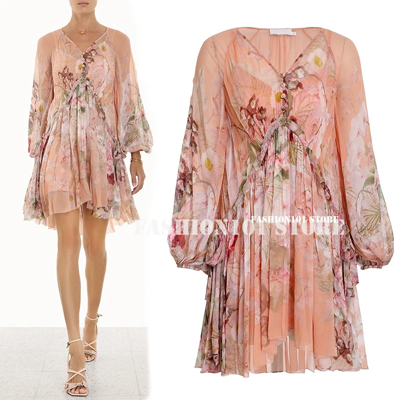 

BEST VERSION 2022 branded dresses woman sheer chiffon SLIK floral print Caftan boho summer batwing sleeve Dropped woman dress