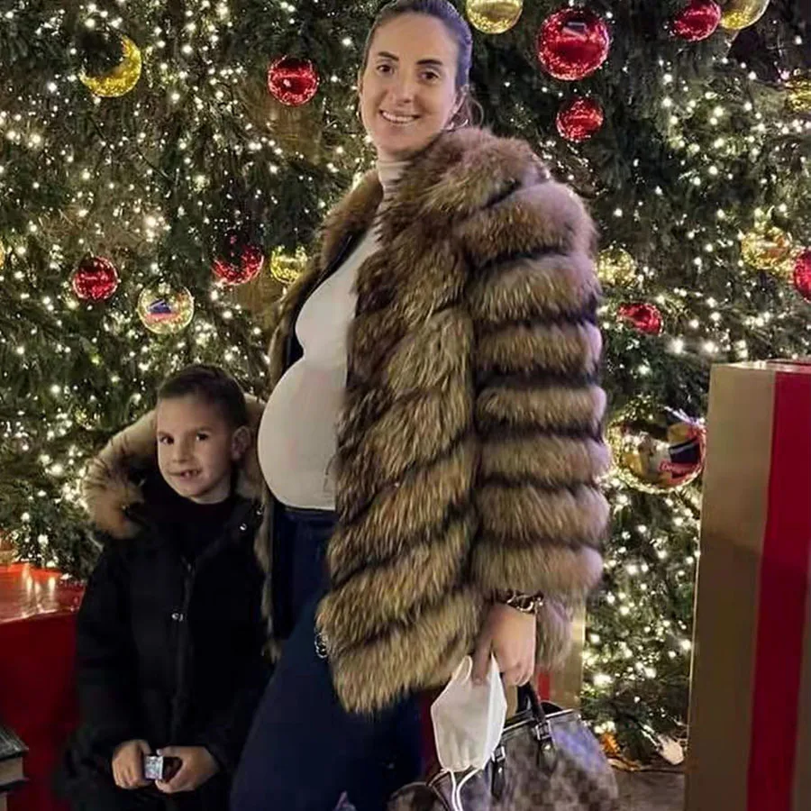 Winter Women Real Fox Fur Jacket Real Fur Warm Thicken Coat Ladies Natural Raccoon Fur Outerwears Cold-Resistant warm Parka