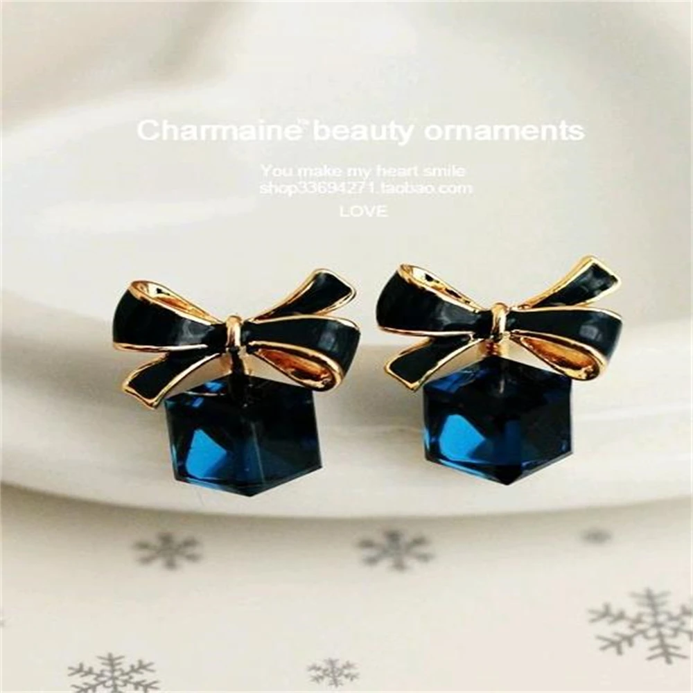 

Delicate Elegant Bowknot Square Colorful Crystal Peach Heart Music Symbol Pendant Earrings For Women Fashion Party Jewelry Gifts