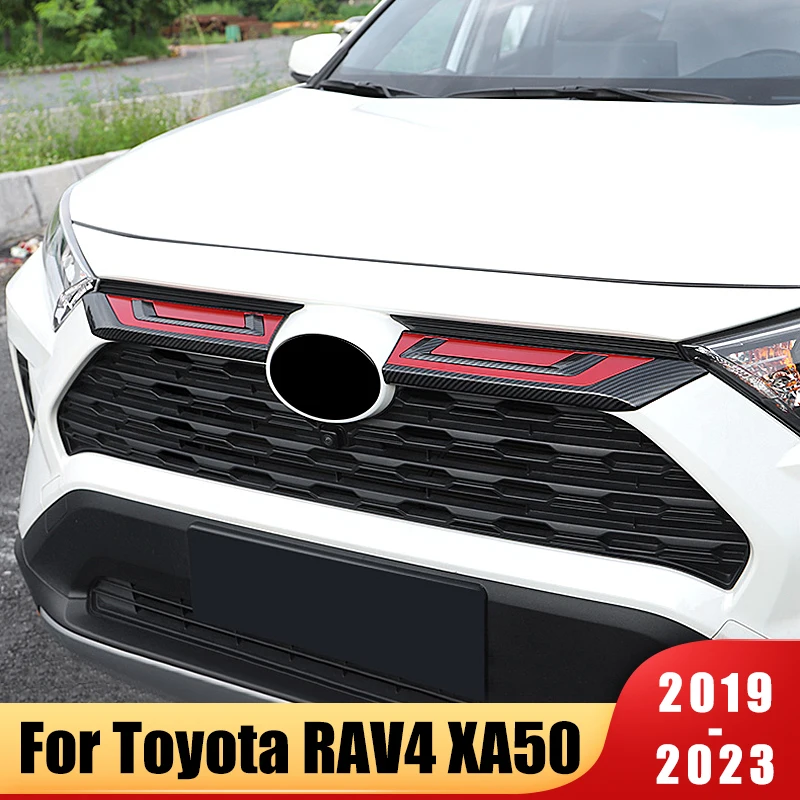 

Car Front Bumper Grille Grills Strip Trims Cover Decoration Stickers For Toyota RAV4 RAV 4 2019-2021 2022 2023 XA50 Accessories