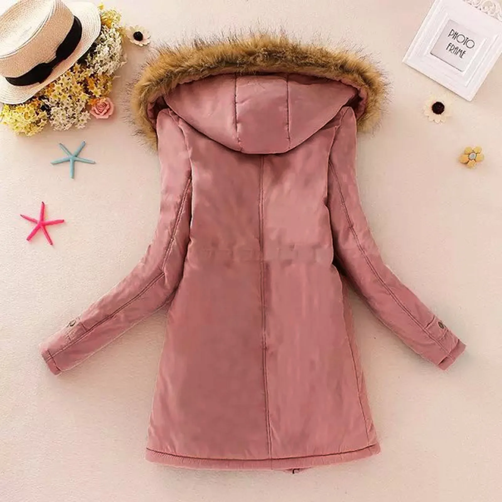 2024 зимние женские теплые парки средней длины флисовые карманы на молнии тонкая