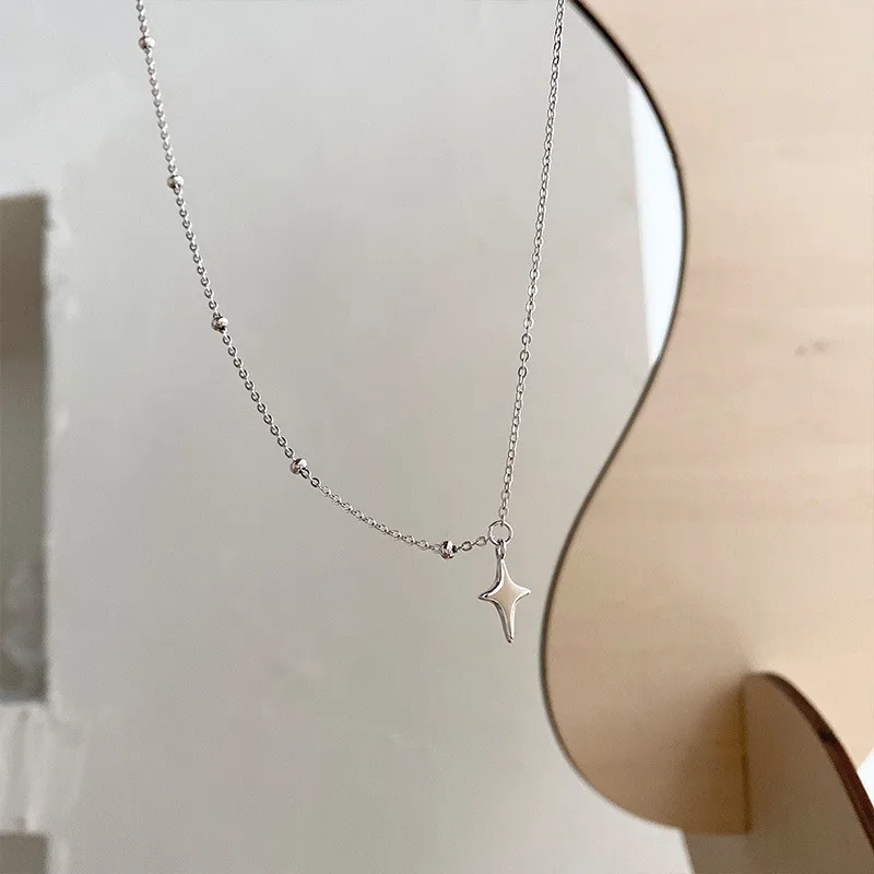 Модное ожерелье с четырьмя конечными звездами, простая цепочка, гладкое ожерелье с подвеской-крестом, украшения для вечеринки и свадьбы