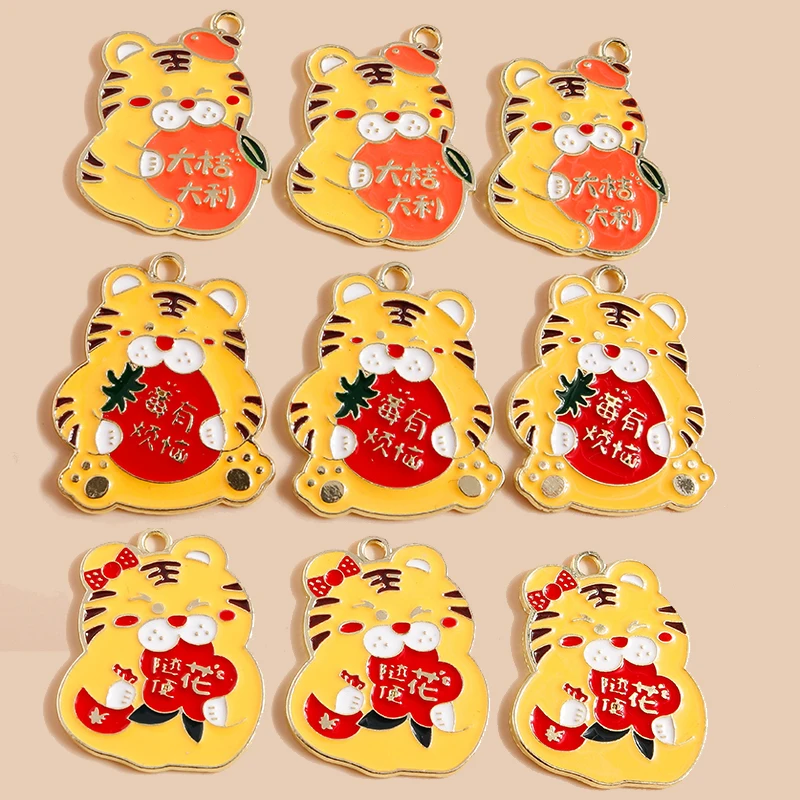 

10pcs 30*23mm Chinese Tiger Year Lovely New Tiger Charms for DIY Jewelry Making Charms of Earrings Necklaces Making Accessories