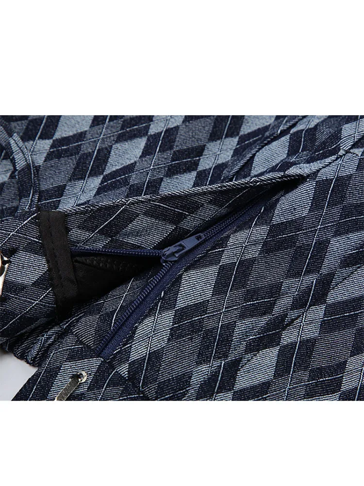 Женская джинсовая плиссированная мини-юбка с высокой талией трапециевидная