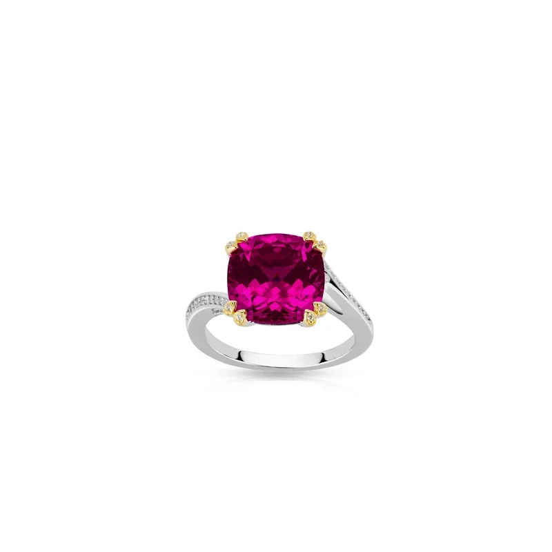 Фото Кольцо CAMEO из серебра 925 пробы с синтетическим цирконом, розово-красное, с крупным квадратным камнем, в винтажной оправе с восемью крапанами, для женщин №4