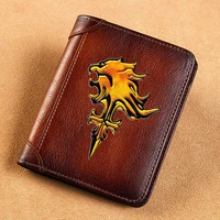 high quality genuine leather men wallets squall griever symbol printing short card holder purse luxury brand male wallet