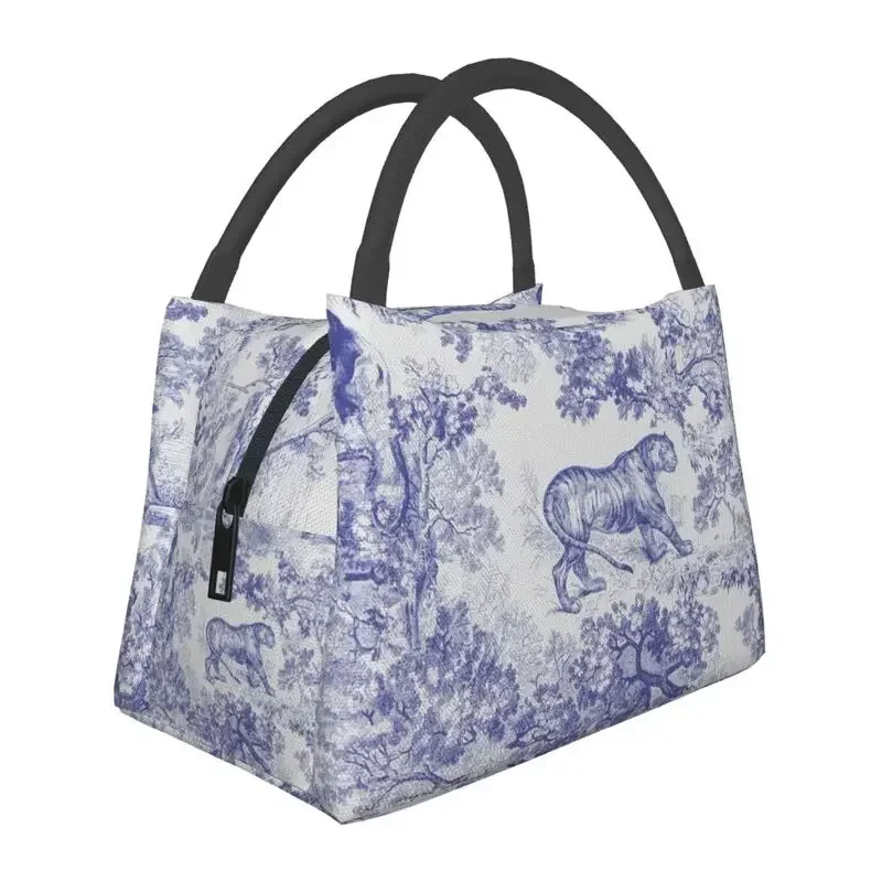 Винтажная классическая французская сумка-холодильник Toile De Jouy темно-синий мотив