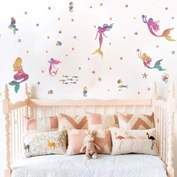 cartoon sea animal mermaid wall stickers diy new style childrens room background decoration pvc self adhesive paper