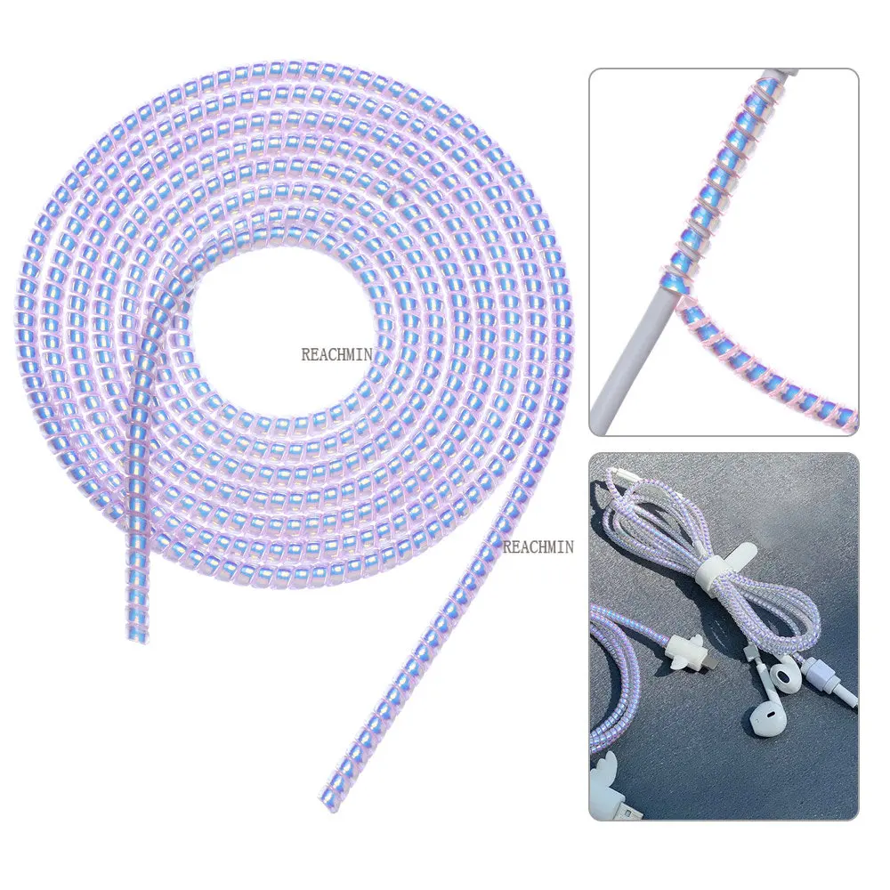 

1.55m USB Data Charging Line Cable Protector Wrap Cable Organizer Spring Design Winder Protection Rope
