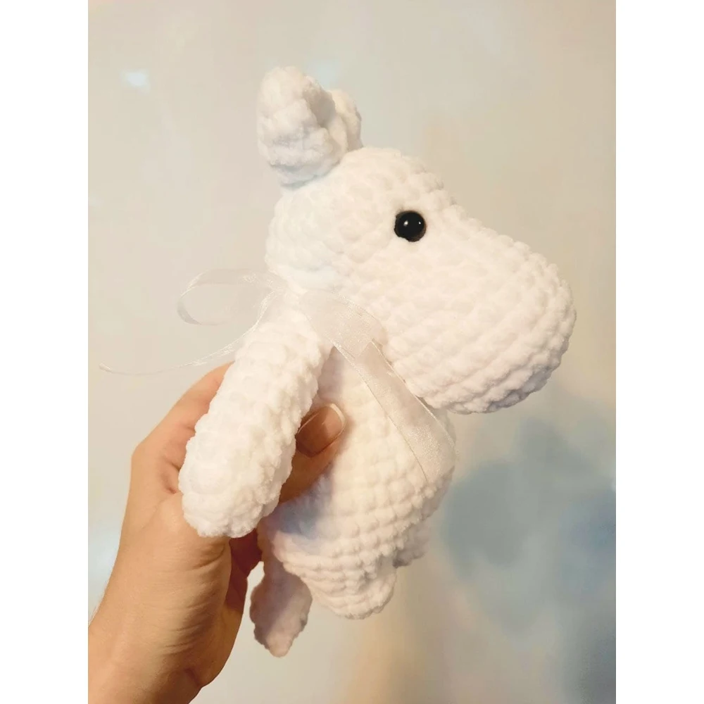 Мягкая игрушка плюшевый Муми-тролль малыш вязаная ручная работа 19см