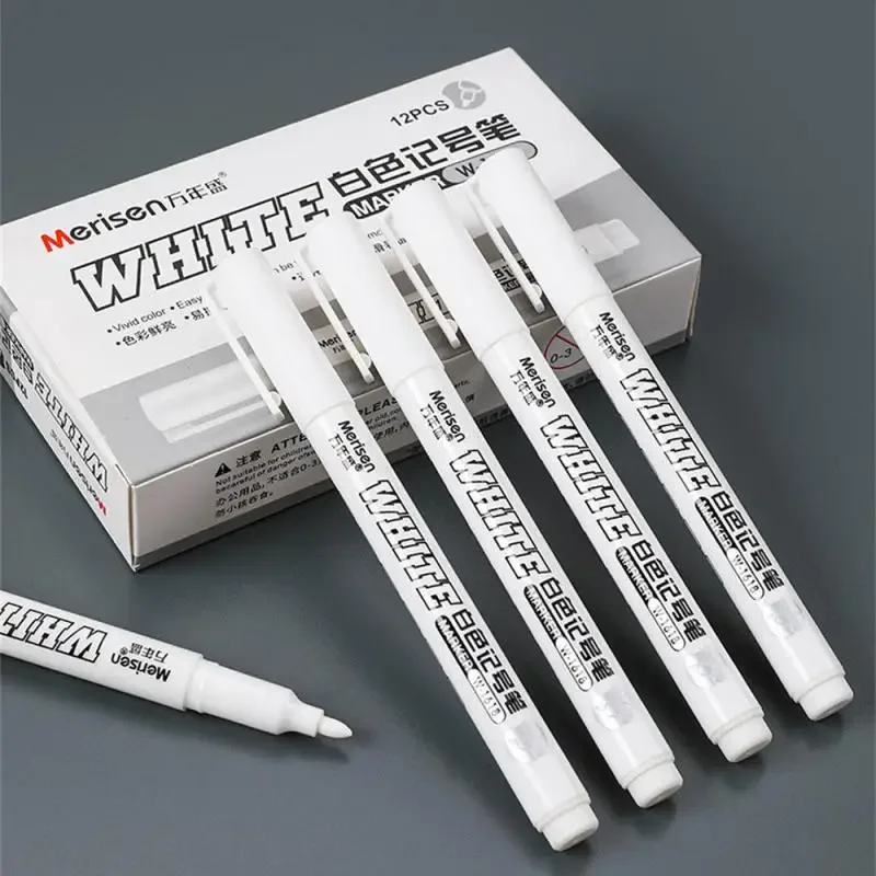 Белая перманентная ручка с тонкой головкой белый маркер 1 мм быстросохнущая