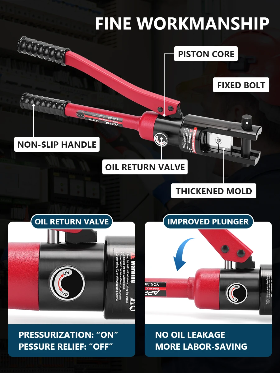 Стандартный гидравлический обжимной инструмент с диапазоном обжима от 10 до 300 мм2
