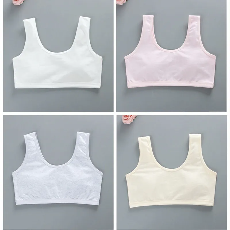 

4pcs Bras for Girls Summer Kids Underwear Teen Puberty Topic Cute Training Bra Breathable Soft Lingerie 8-14Years