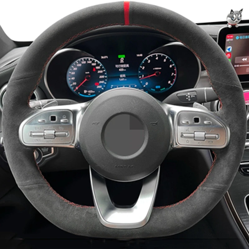

Anti-Slip Black Suede Braid Car Steering Wheel Cover For Mercedes-Benz S-Class W222 GLC A-Class W177 C-Class W205 E-Class W213