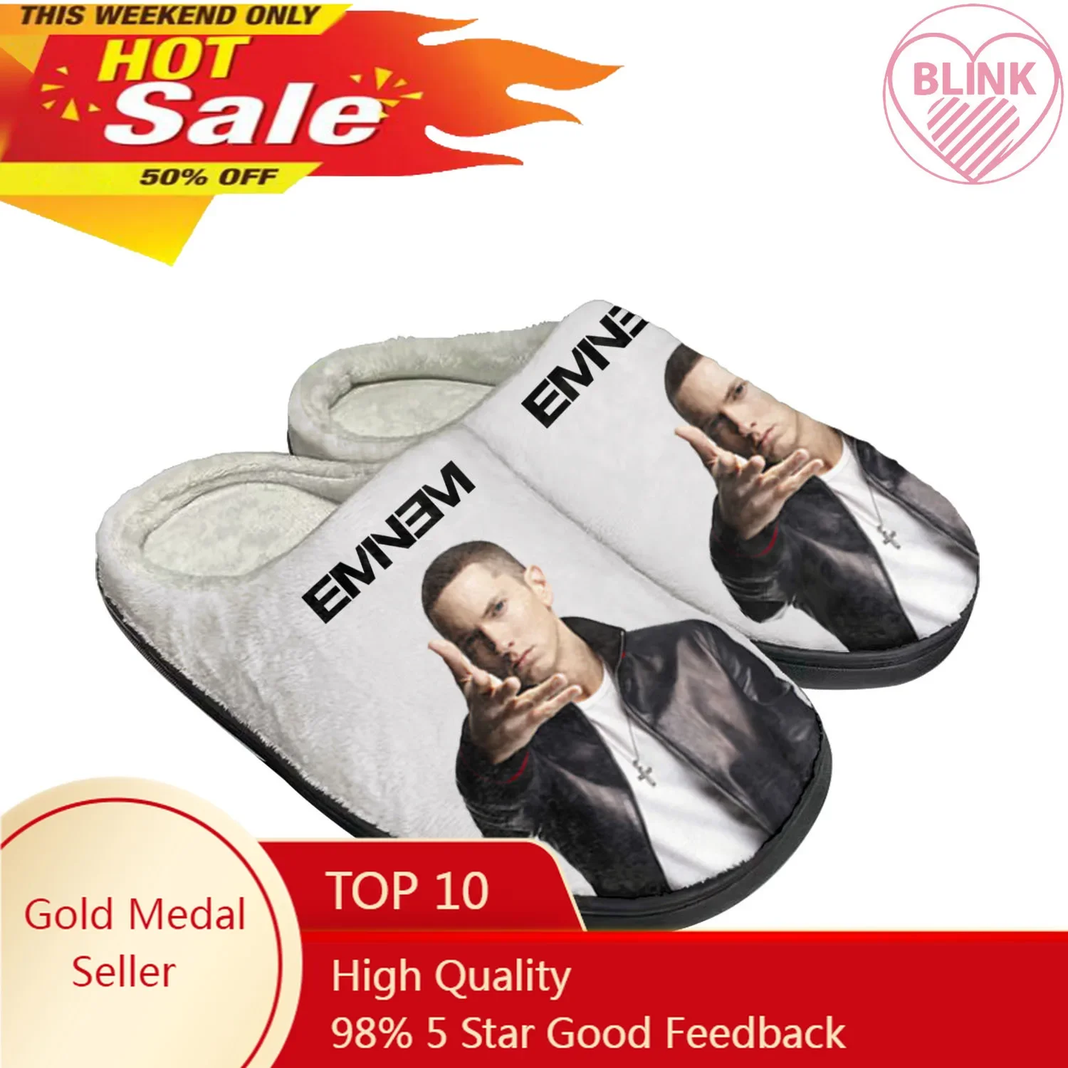 

Популярные Музыкальные домашние хлопковые тапочки Eminem в стиле хип-хоп, мужские и женские сандалии, плюшевые теплые тапочки для спальни