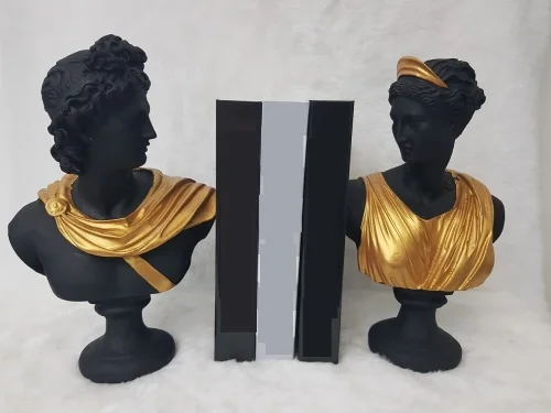 

Европейское украшение для дома возникла вышитая торчащая Аполлон бюст Золотая одежда черный десять домашний офис Декор