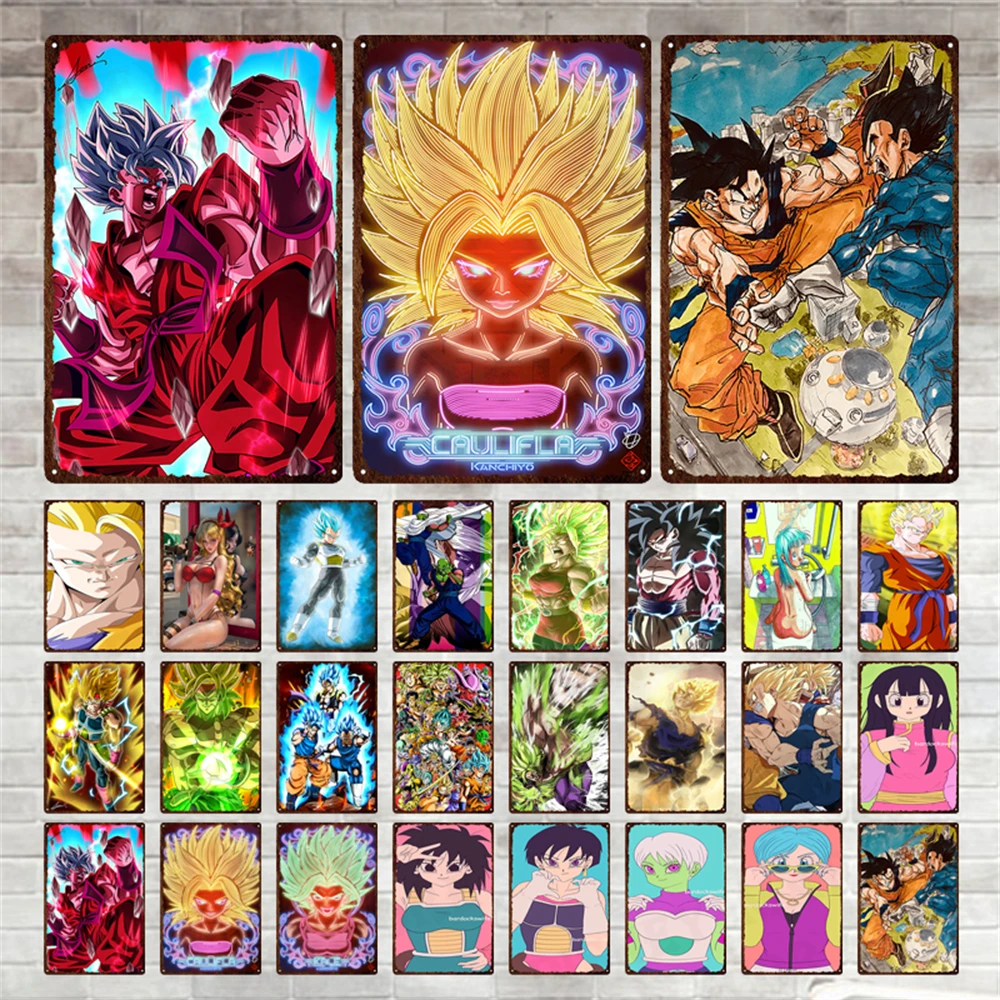 

Bandai Dragon Ball Son Goku Metal Sign Vintage Style Wall Stickers Tin Plaque Metal Poster Shabby Retro Style Tin Sign Pub Decor