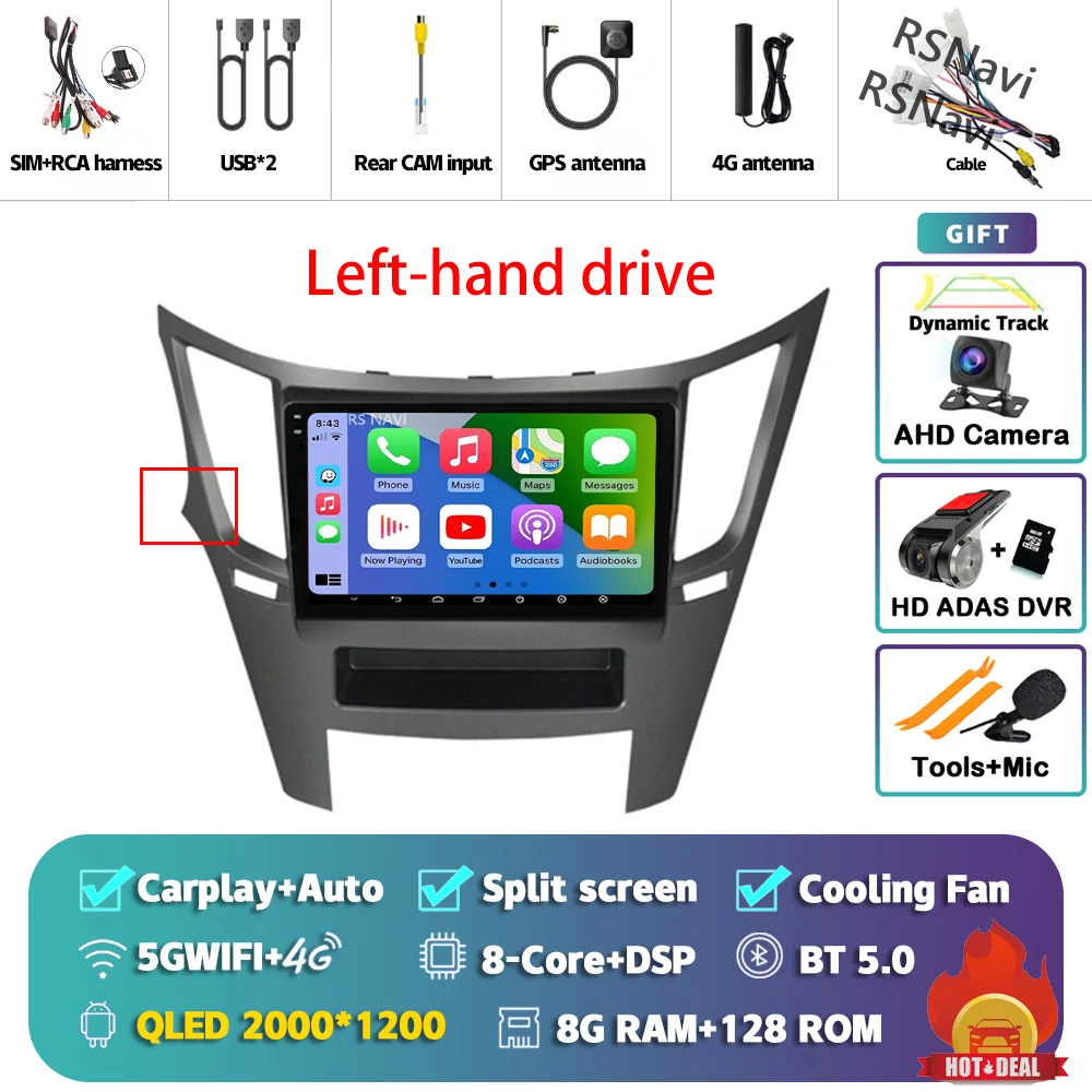 

Plug and Play Android 15 Carplay автомобильный радиоприемник мультимедийный плеер для Subaru Outback 4 BR Legacy 5 2009-2014 авторадио стерео
