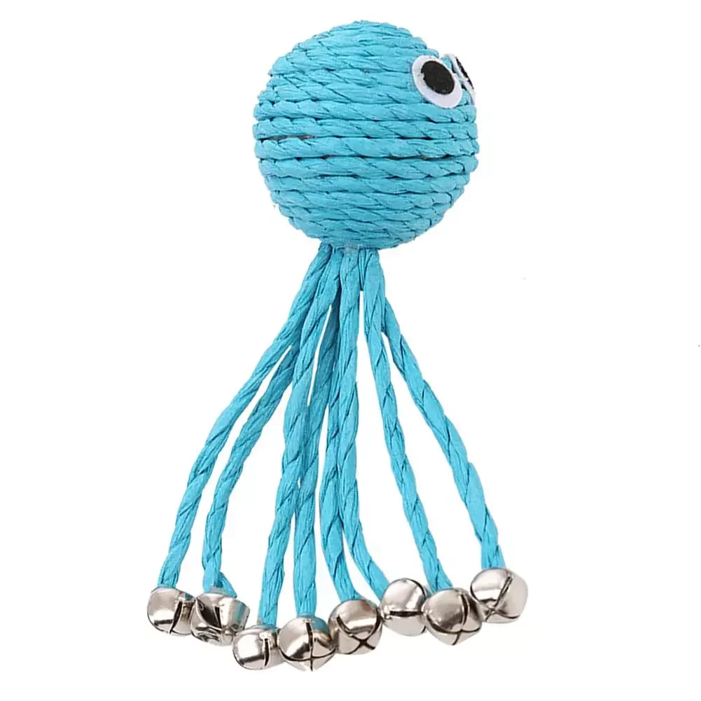 

Lovely Dog Cat Bell Toy Lovely and Pleasant Interesting Vocalization Blue Paper Rope Octopus Shape withs Puppy Love to Play