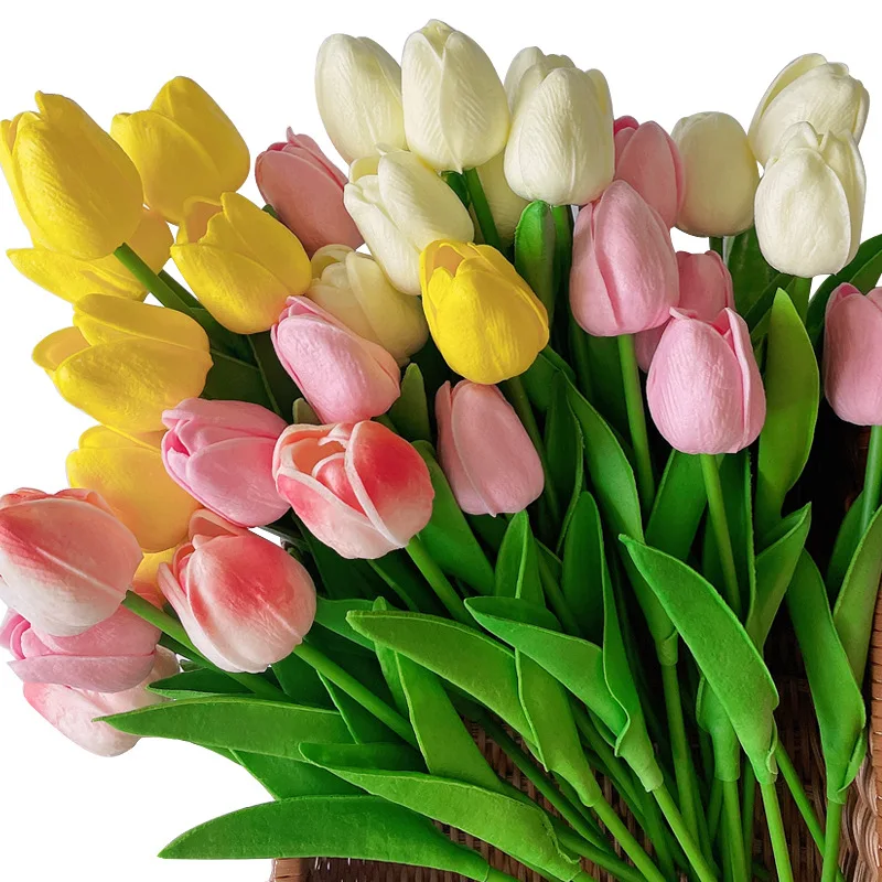 

Deokey 5pcs Tulip Imitation Flower Wedding Photography Props Home Decoration Mini PU Hand Feel Artificial Flower Decoration