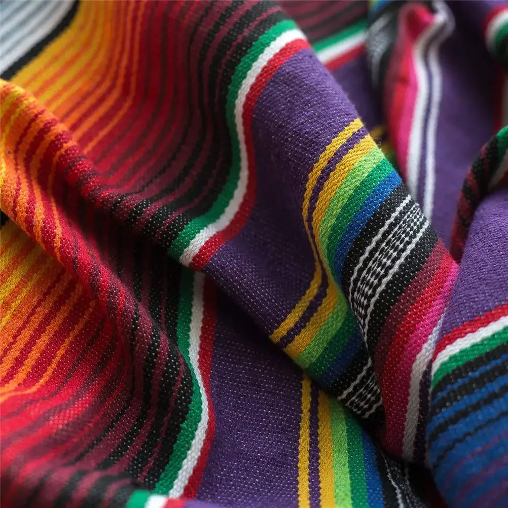 Мексиканское одеяло Serape с кисточками полиэстер/хлопок