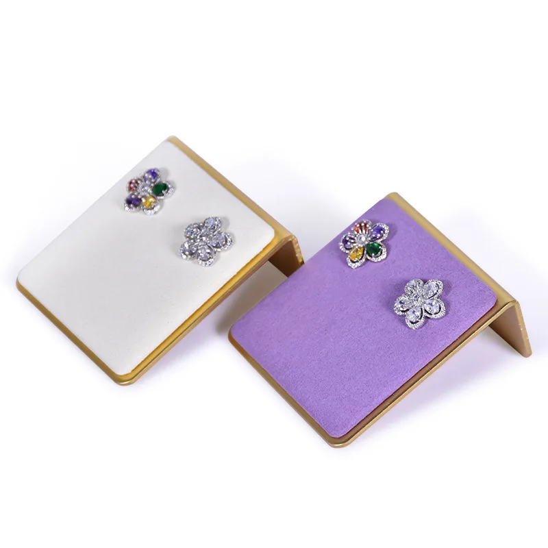 Metal Microfiber Jewelry Props Earrings Display Holder Creative Beveled Jewelry Stand Jewelry Display Decoration Stand