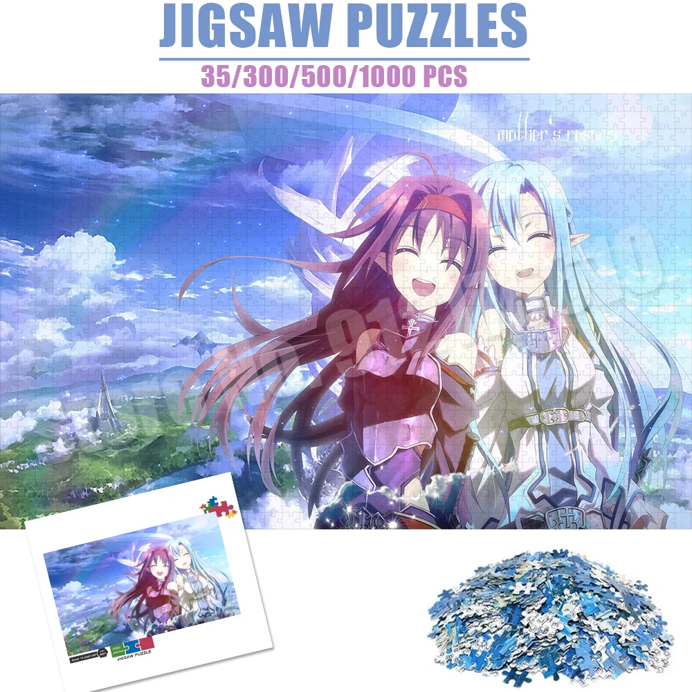 

Asuna and Yuuki 1000 Piece Puzzles for Adults Anime Sword Art Online Figures Jigsaw Diy Educational Intellectual Games Toys Gift