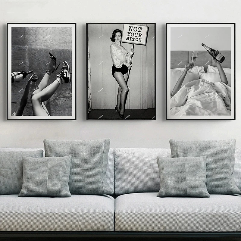 Черно-белые сексуальные женские постеры с принтом на стену изображением