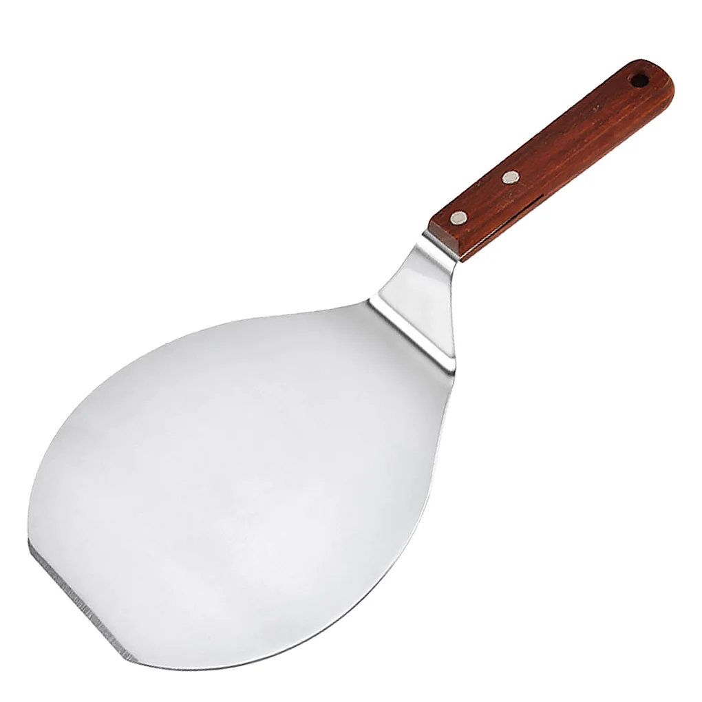 

Круглая лопатка для пиццы с деревянной ручкой скребок для пиццы и торта мелкая лопатка из нержавеющей стали