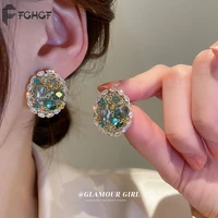 silver needle diamond zircon crystal geometric earrings for women fashion personality earrings high end light luxury pendientes