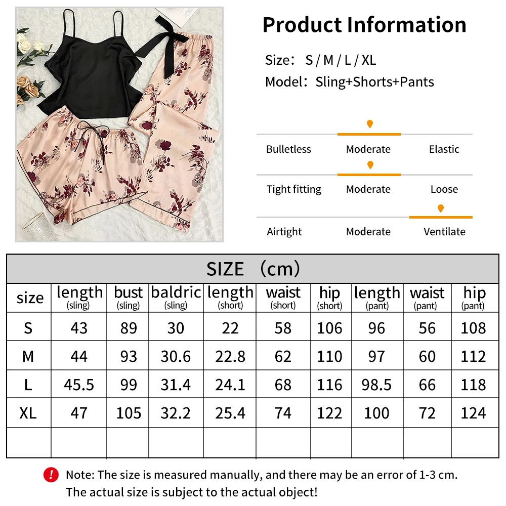 New Sleepwear Women's Soft Ice Silk Sexy Strap Pants Set Elegant Fashion Satin Print Pajamas Home Wear Casual Home Shorts Set