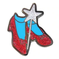 red ruby slipper glitter brooch metal badge lapel pin jacket jeans fashion jewelry accessories gift