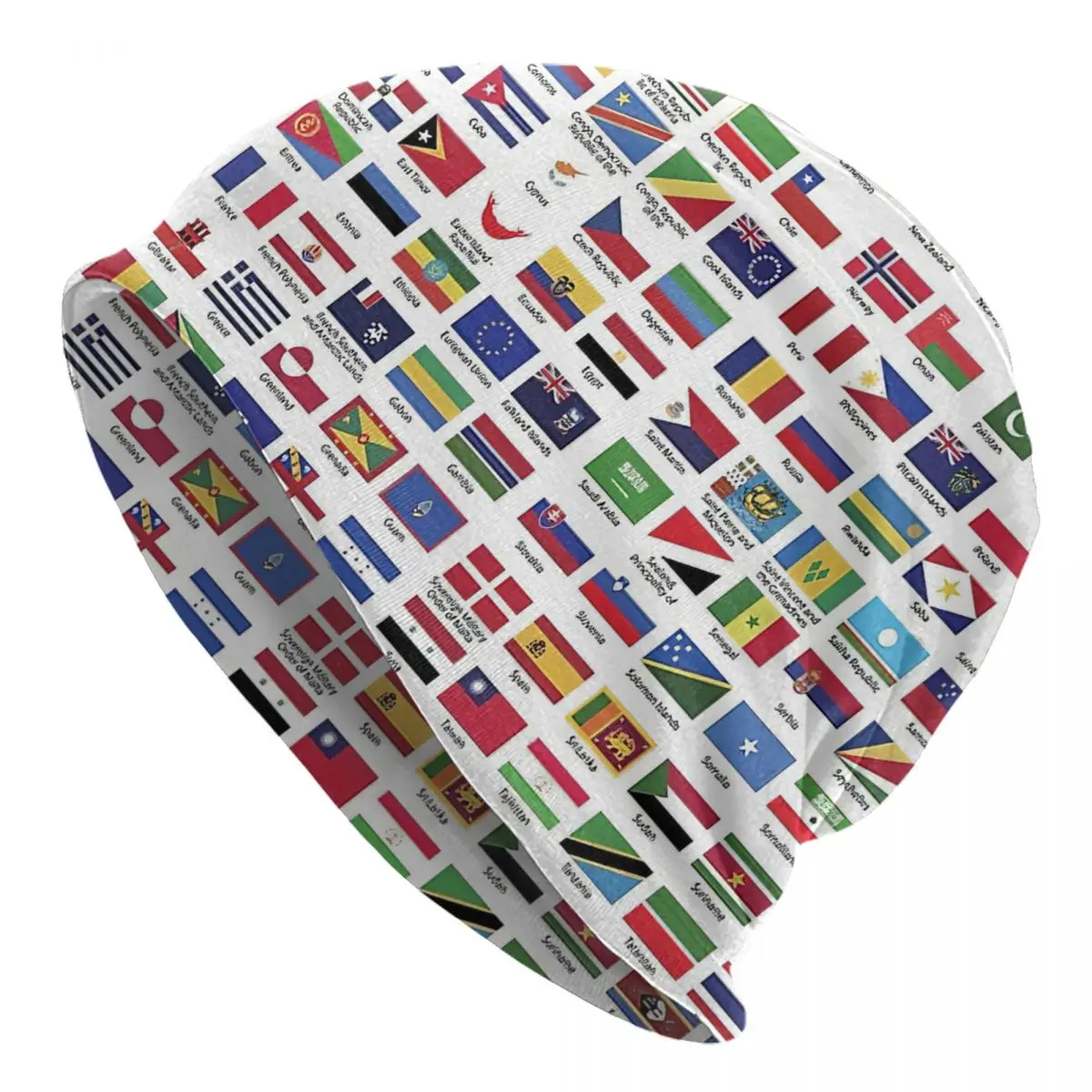 World Flags With Country Names Adult Men's Women's Knit Hat Keep warm winter Funny knitted hat