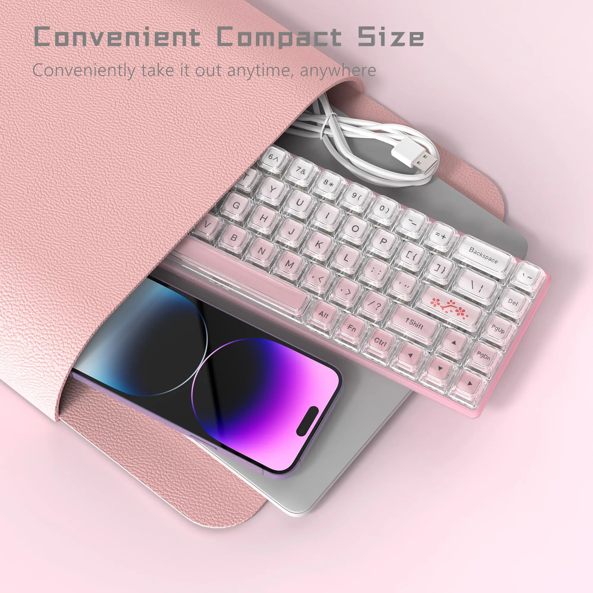 Womier WK68 60% клавиатура с возможностью горячей замены розовая RGB-проводная игровая