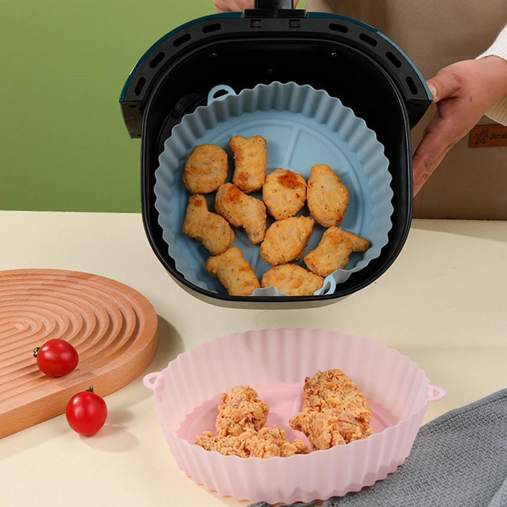

Silicone Pot For Airfryer Reusable Air Fryer Accessories Baking Basket Pizza Plate Grill Pot Kitchen Cake Cooking Baking Tools
