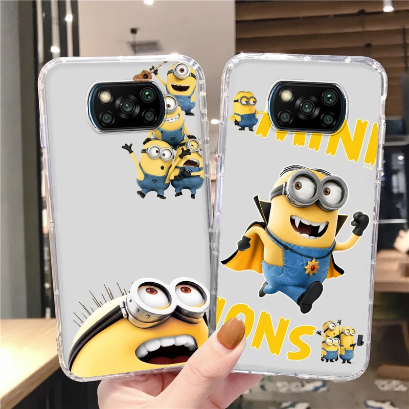 

Anime Movie Minions Cartoon Phone Case For Xiaomi Mi Poco X4 X3 NFC X2 F4 F3 GT M5 M5s M4 M3 Pro C40 C3 5G Transparent Cover