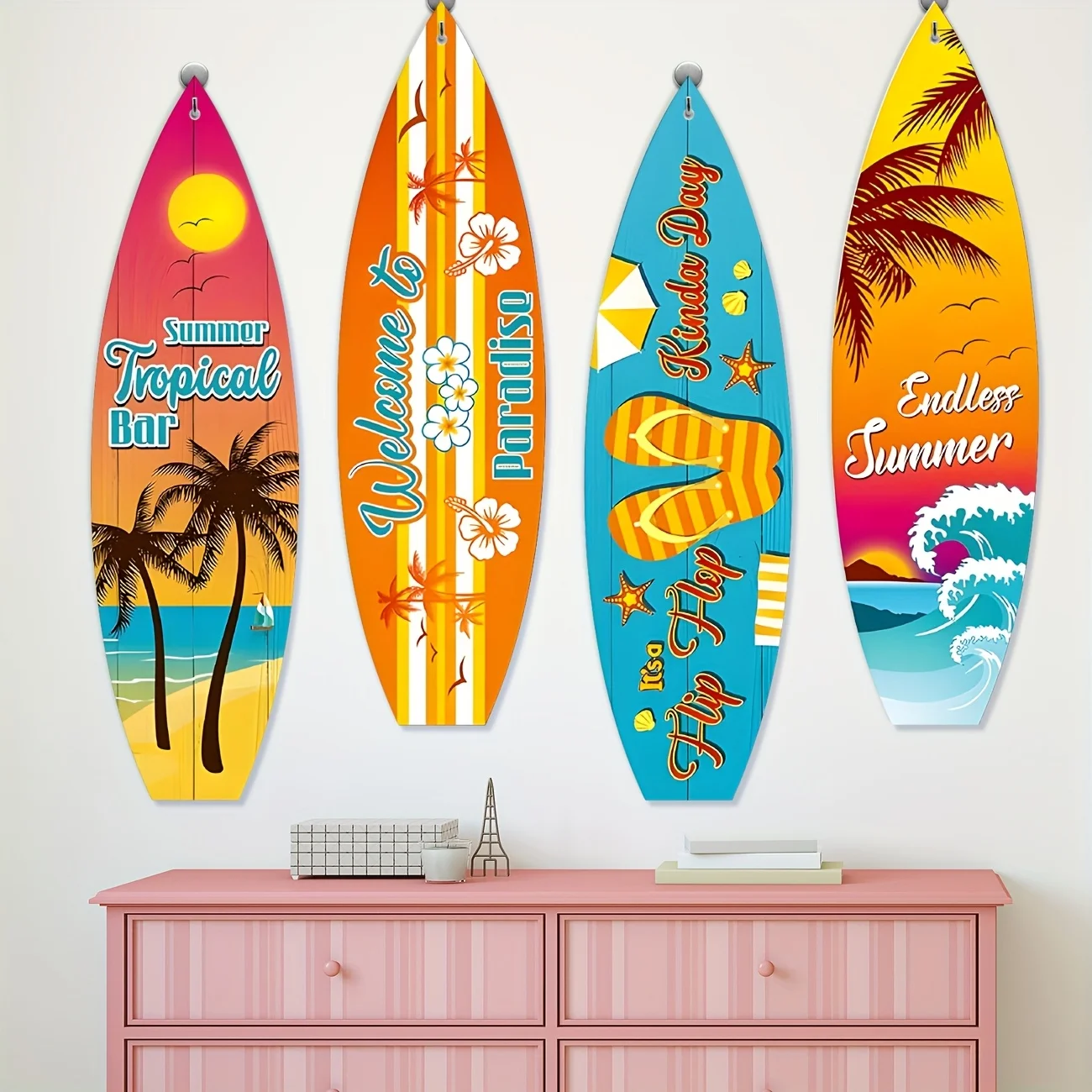 

Набор Из 4 Баннеров Для Стен С Тематикой Серфинга, Летний Пляжный Декор, Полиэстер, Для Вечеринок, Гавайский Стиль