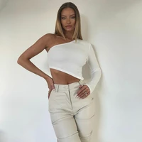 boozrey teachwear one shoulder white ribbed knitted tops elegant outfits summer sexy backless top clothes y2k streetwear