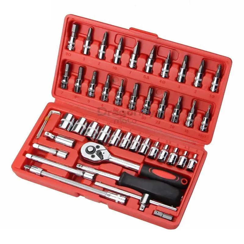 

Для Harley Dyna Softail Sportster Electra Road King Street Glide 46 шт. инструмент для ремонта автомобиля набор головок 1/4 дюйма