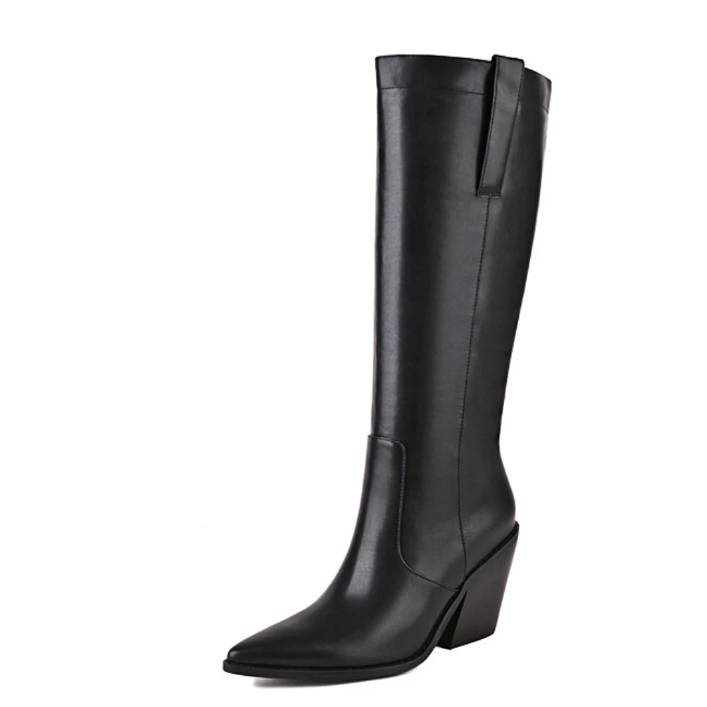 

LILYPTUART ZA Western Cowboy Boots Ladies 2022, Winter Brand New Pointed Toe Solid Color Shaped Heel Designer Women's Shoes Boat