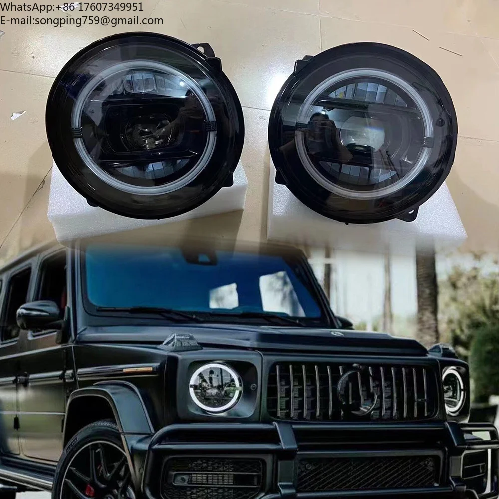 Фара передняя тонированная черная LED с геометрическим дизайном для Mercedes-Benz G-класса W463A W464 W465 2019-2025 G500 G63 (art.: 3920dbfc3302c) - 3920dbfc3302c