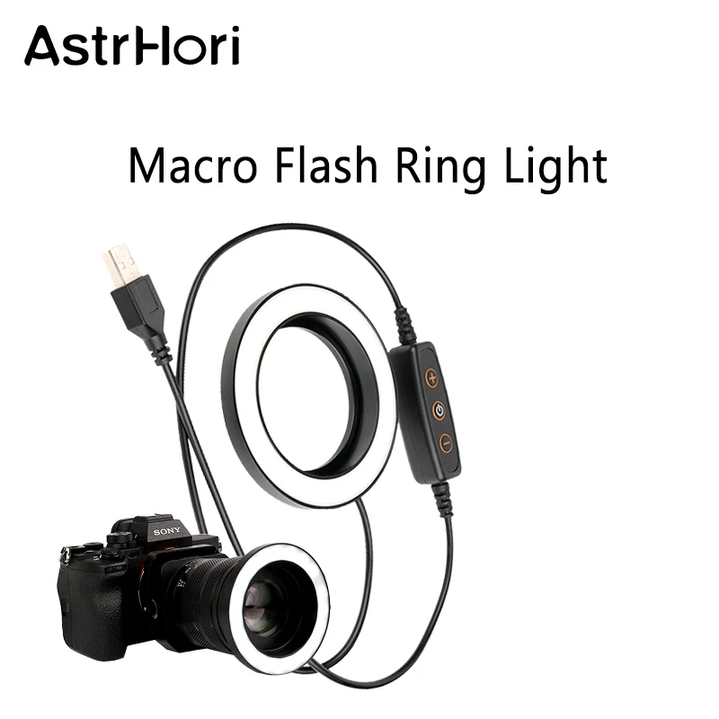 

Макро светодиодное кольцо для фотосъемки AstrHori 6500K с USB-креплением, освещение для камеры Canon Nikon Pentax Olympus Panasonic DSLR