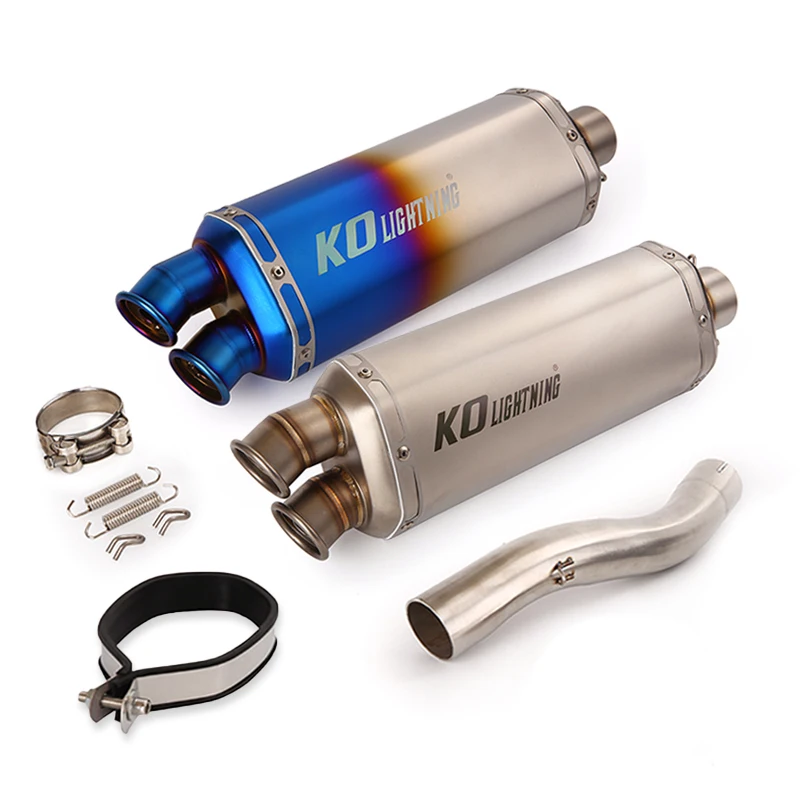 

For Kawasaki Ninja ZX10R 2004 2005 Slip On 51MM Motorcycle Exhaust Pipe Stainless Steel Middle Link Tube Dual Outlet Muffler Tip